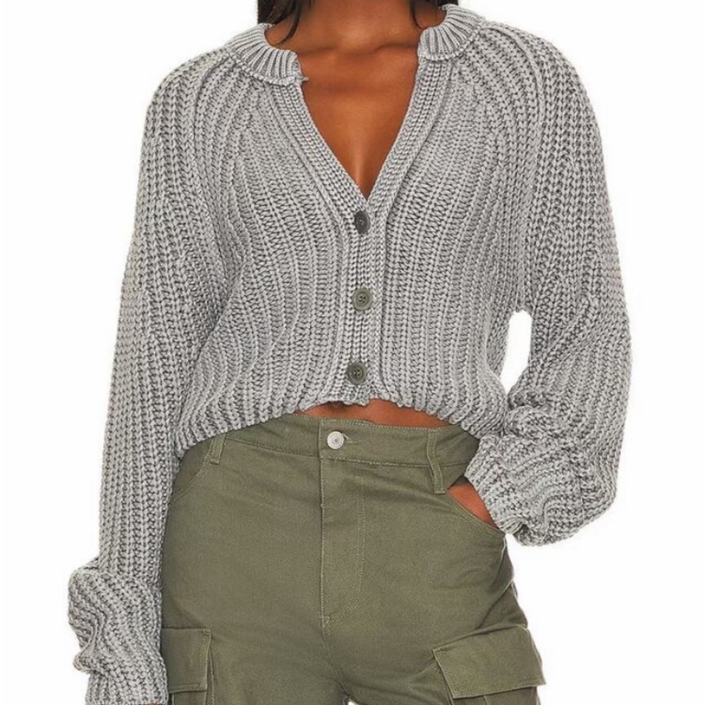 Free People Sweet Nothing Gray Knit Cardigan
